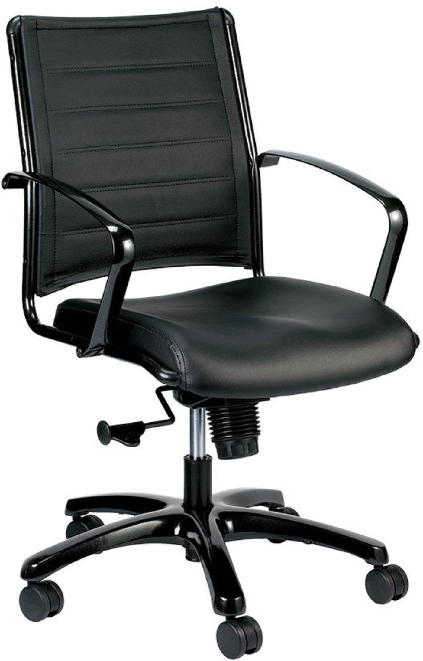 EuroTech Europa Metallic Leather Mid-Back Chair - EUR-LE222TNM-BLKL