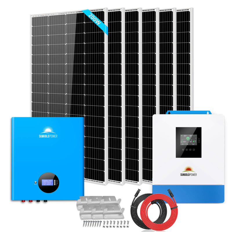 Sun Gold Off-Grid Solar Kit 5000W 48VDC 120V 5.12KWH PowerWall Battery 6 X 200 Watts Solar Panels SGM-5K5E