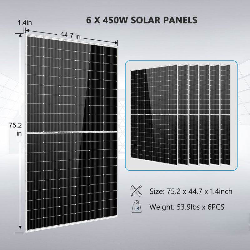 SunGold Complete off Grid Solar Kit 6500W 48V 120V output 10.24KWH Lithium Battery 2700 Watt Solar Panel SGK-65PRO