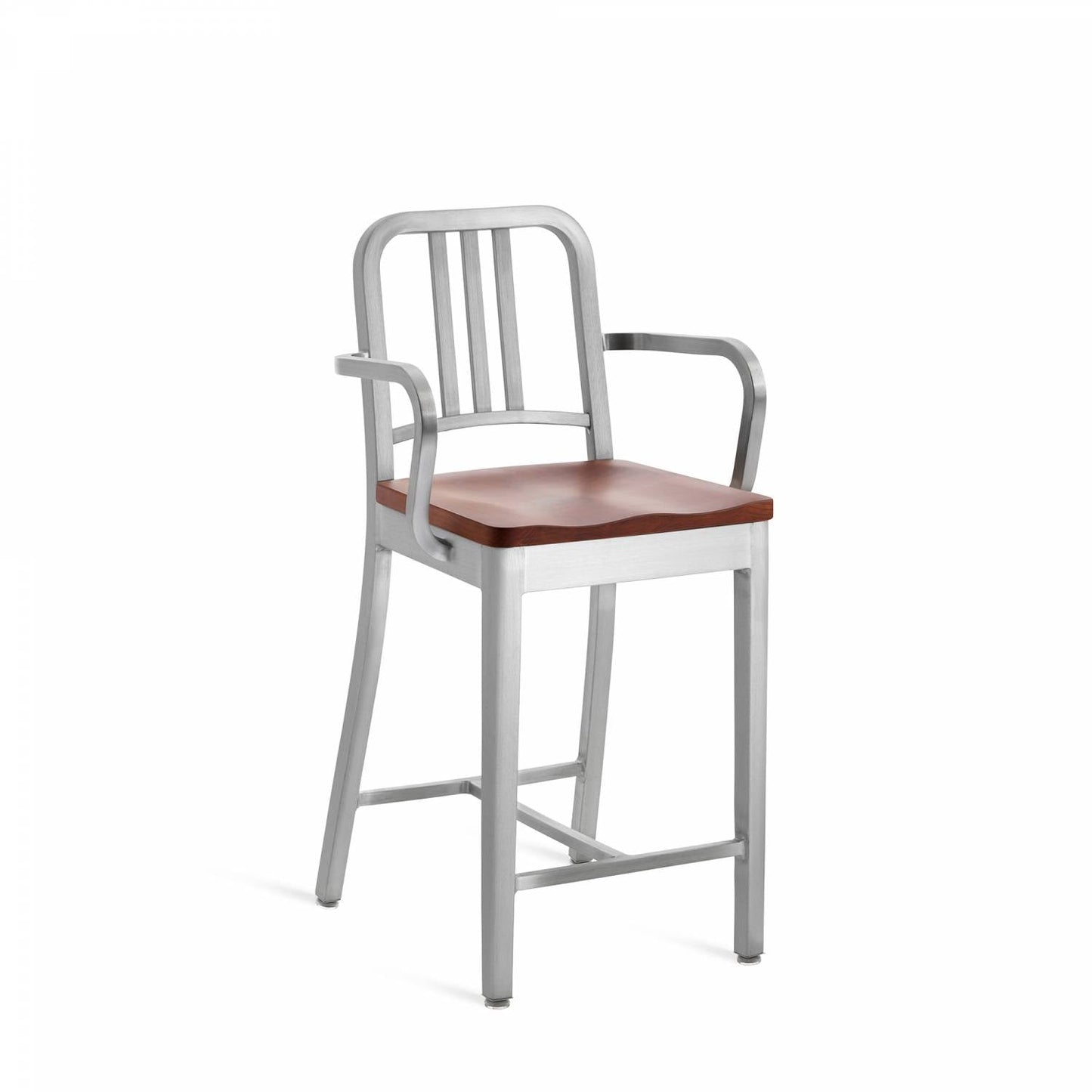 Emeco 1104 Navy Counter Stool With Arms - 1104 24 A CHERRY