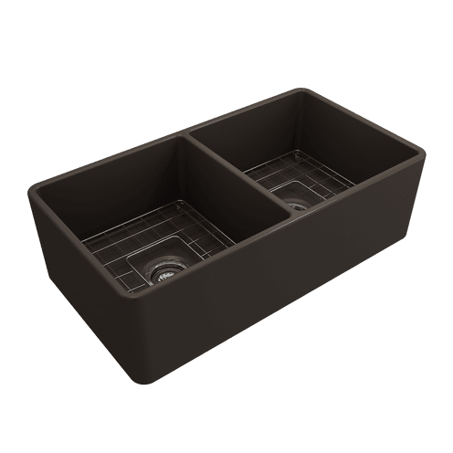 Bocchi Classico Farmhouse Apron Front Fireclay 33" Double Bowl Kitchen Sink. Available in 9 Colors! - 1139-001-0120