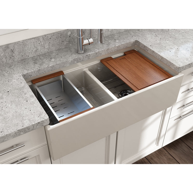 Bocchi Contempo Apron Front Fireclay 36" Double Bowl Kitchen Sink. Available in 9 Colors! - 1350-014-0120