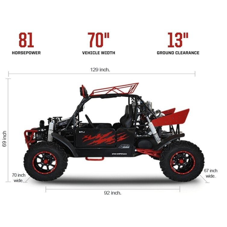 2024 BMS Motor Sniper T-1000 2S 2 Seater Side by Side Dune Buggy Go-Kart