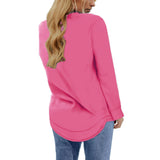 Pink Crewneck Casual Long Sleeve Sweatshirts for Women