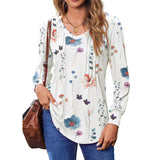 Womens White Floral Crewneck Long Sleeve Sweatshirt