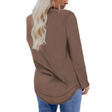 Coffee Crewneck Casual Long Sleeve Sweater for Women