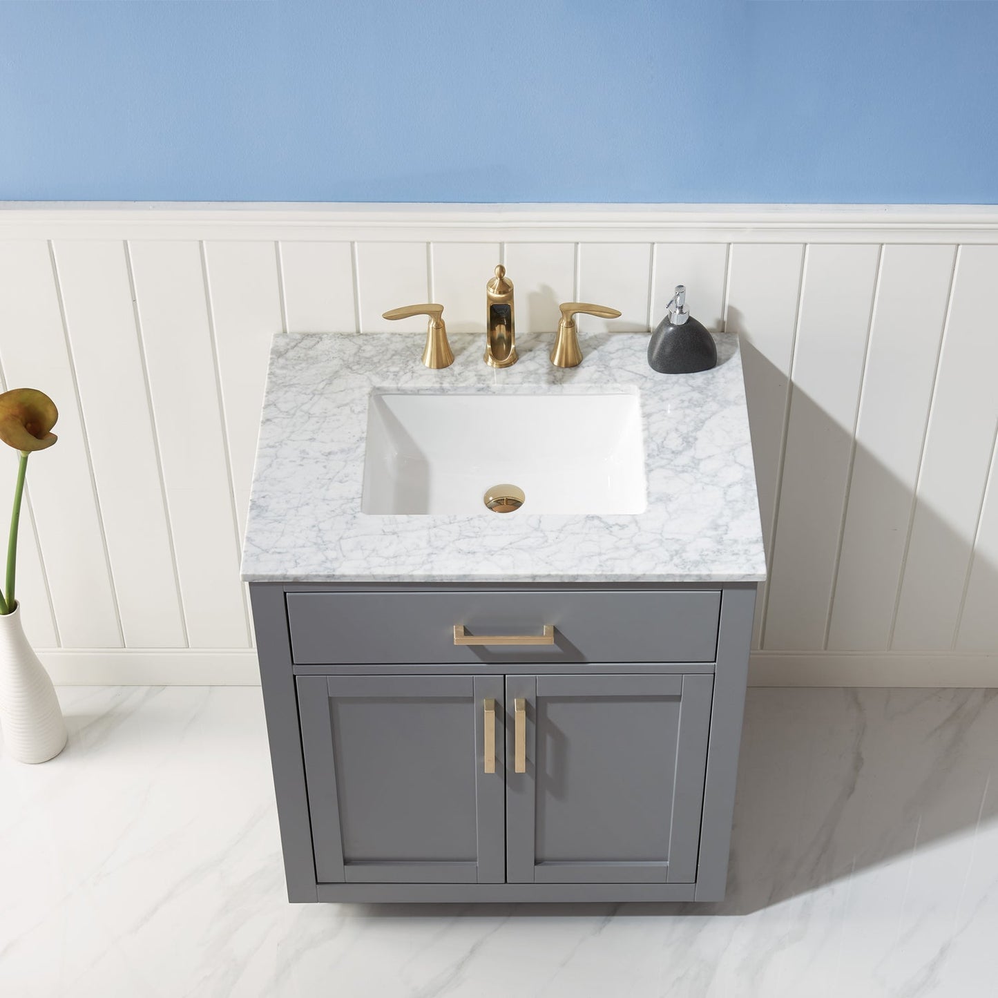 Altair Designs 30" single vanity with top - 531030-WH-CA-NM