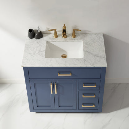 Altair Designs 36" single vanity with top - 531036-WH-CA-NM