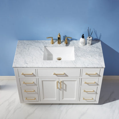 Altair Designs 48" single vanity with top - 531048-WH-CA-NM