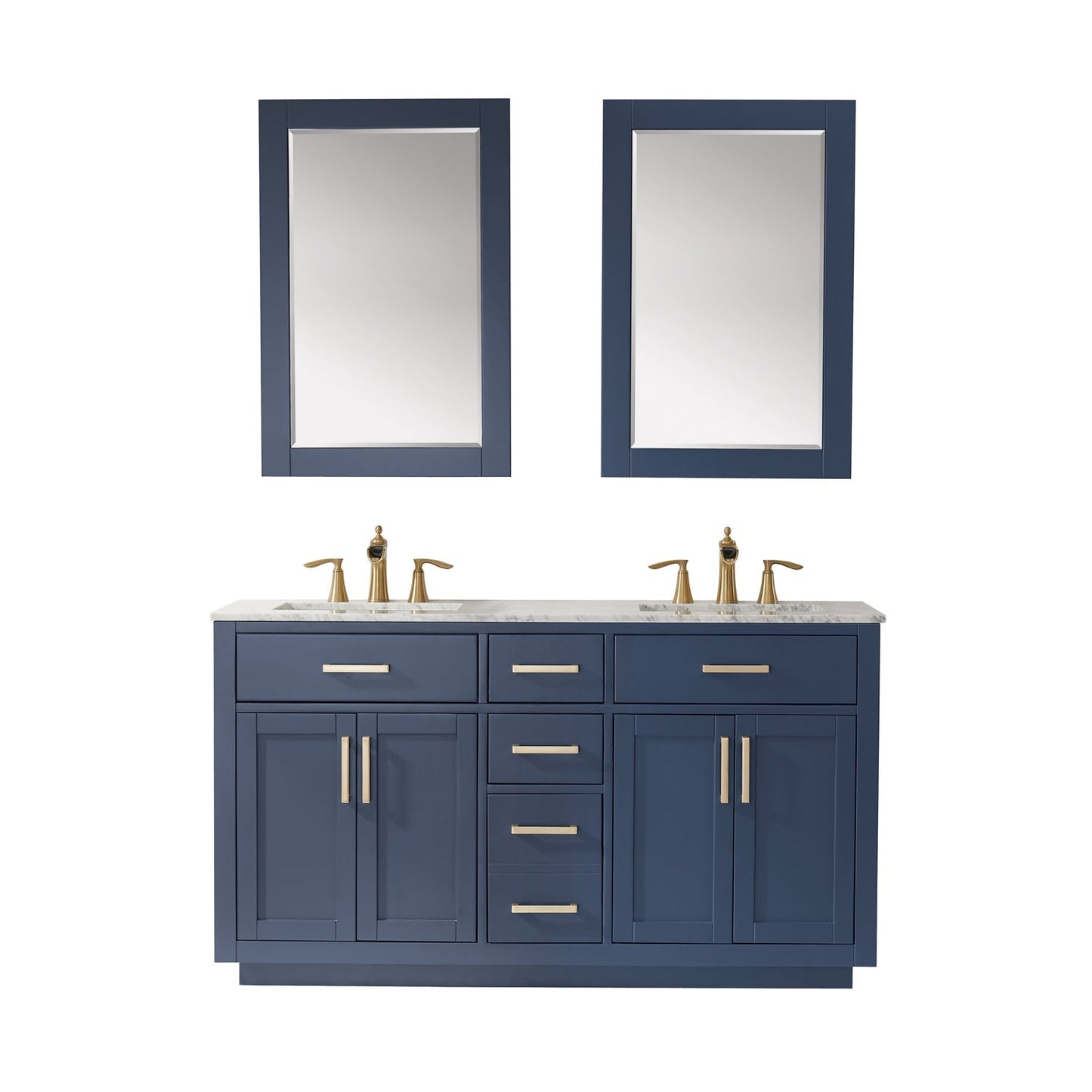 Altair Designs 60" double vanity with top - 531060-WH-CA-NM