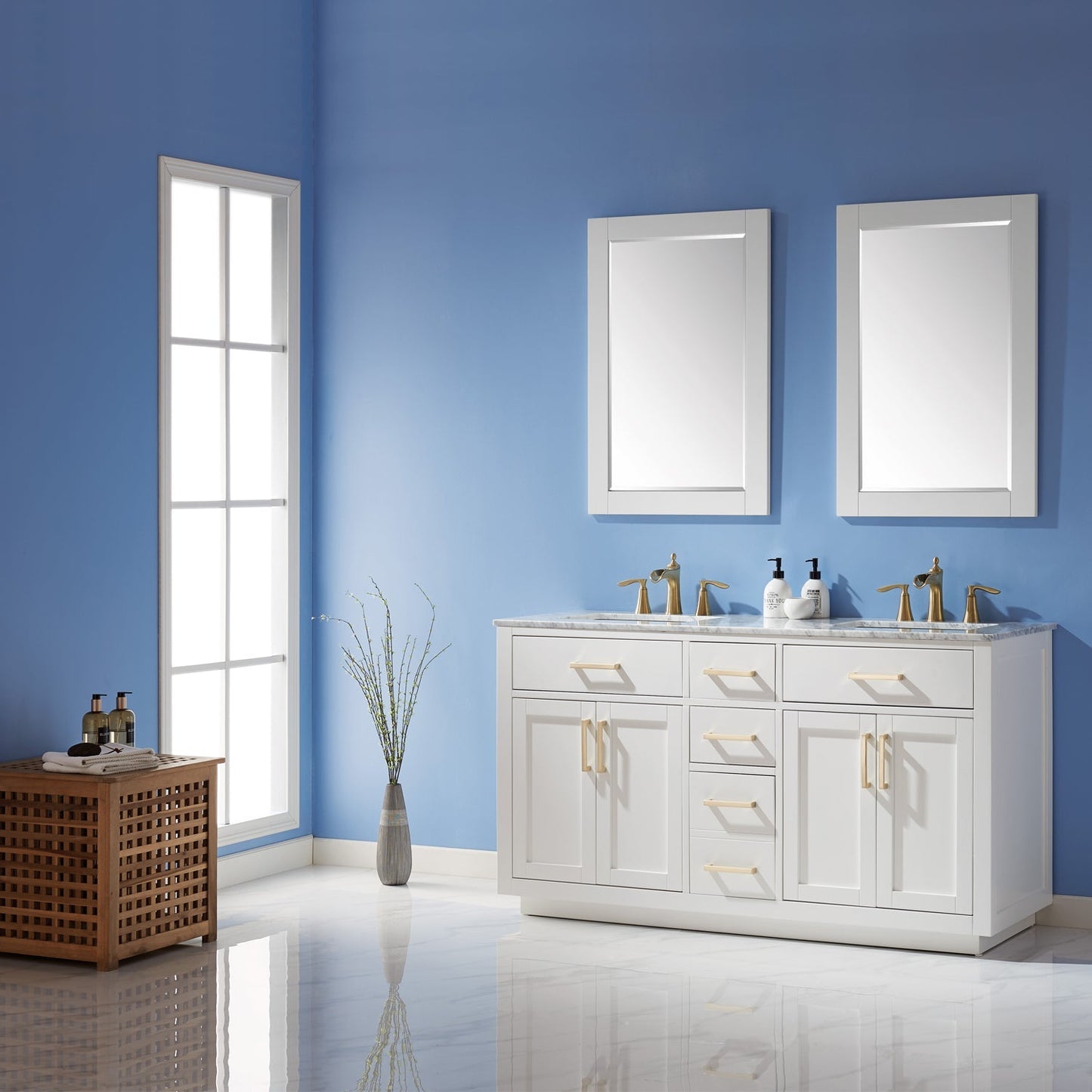 Altair Designs 60" double vanity with top - 531060-WH-CA-NM