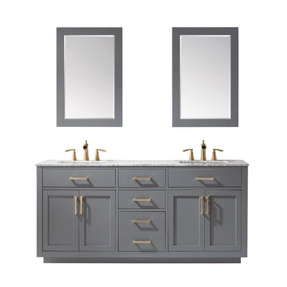 Altair Designs 72" double vanity with top - 531072-WH-CA-NM