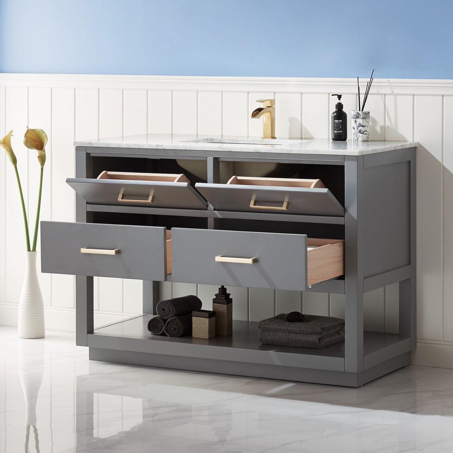 Altair Designs 48" single vanity with top - 532048-WH-CA-NM