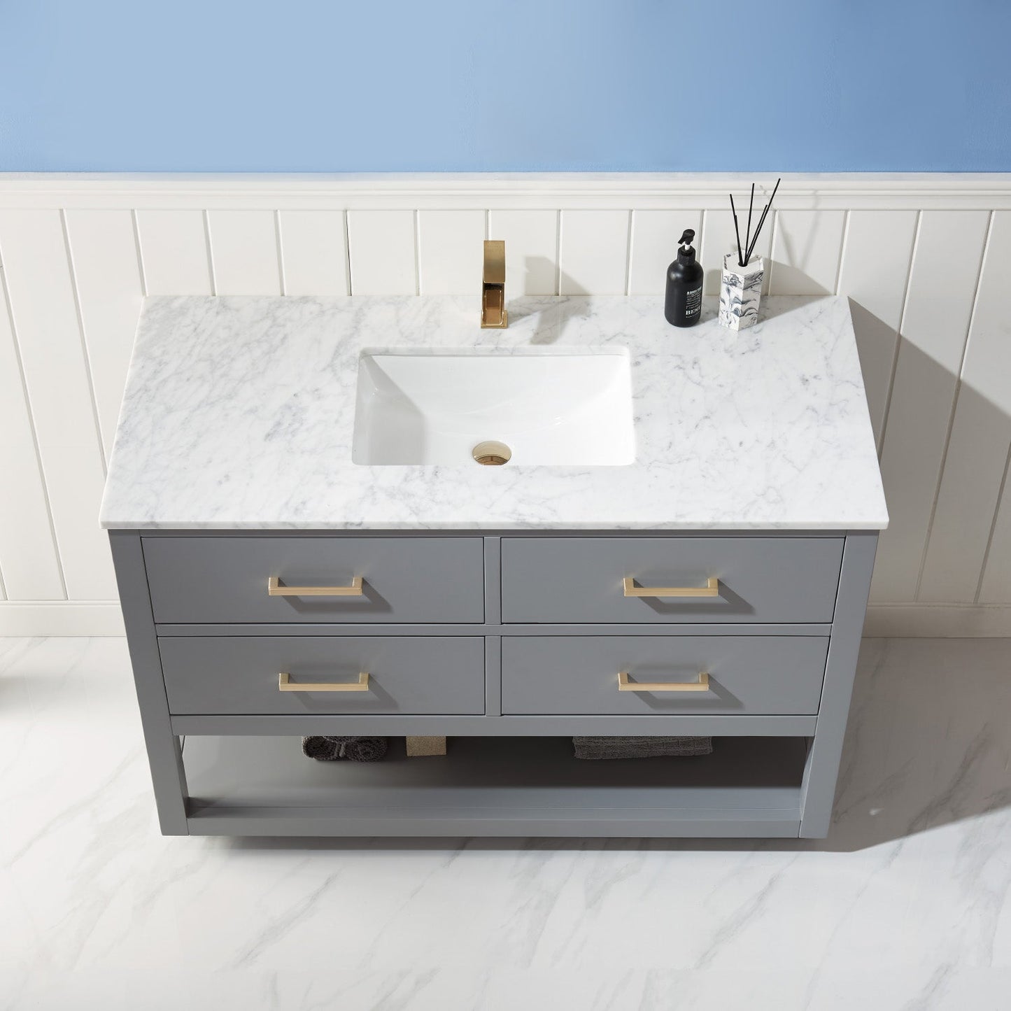 Altair Designs 48" single vanity with top - 532048-WH-CA-NM