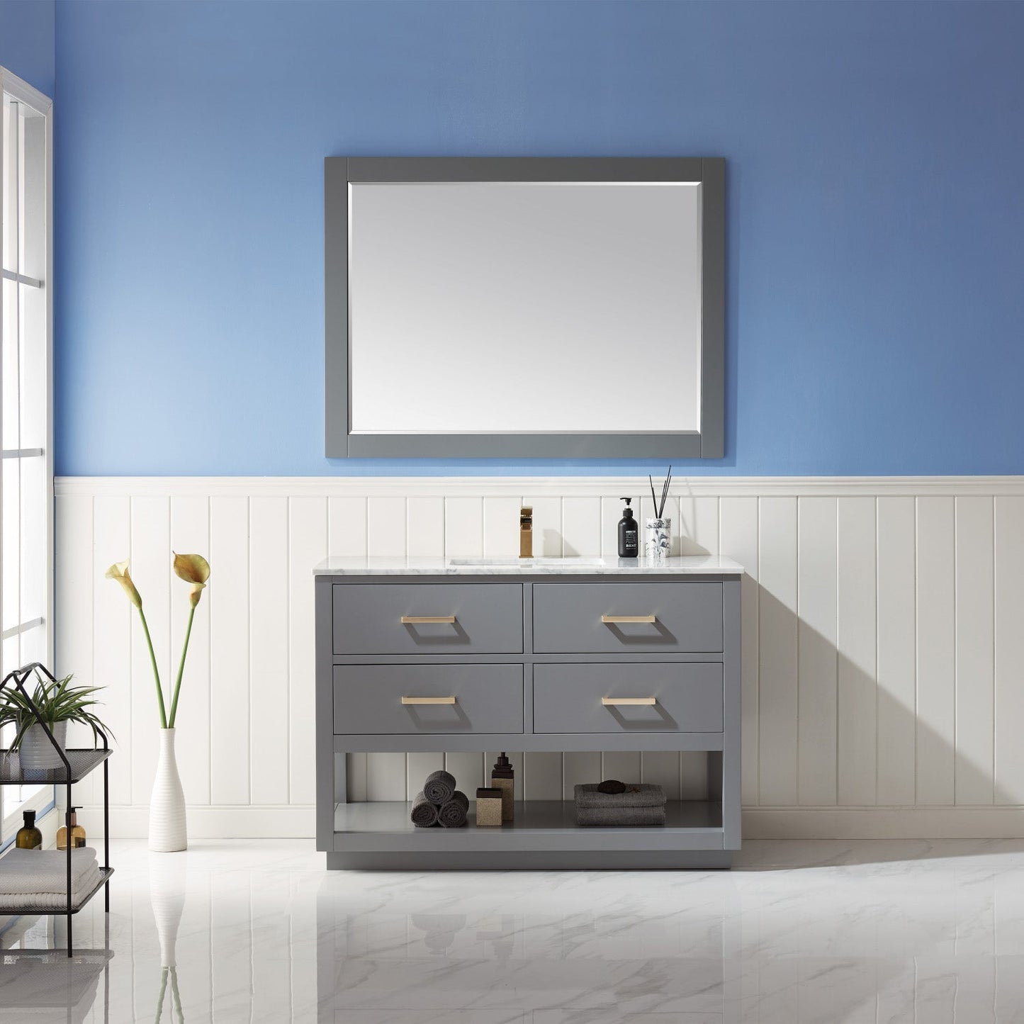 Altair Designs 48" single vanity with top - 532048-WH-CA-NM