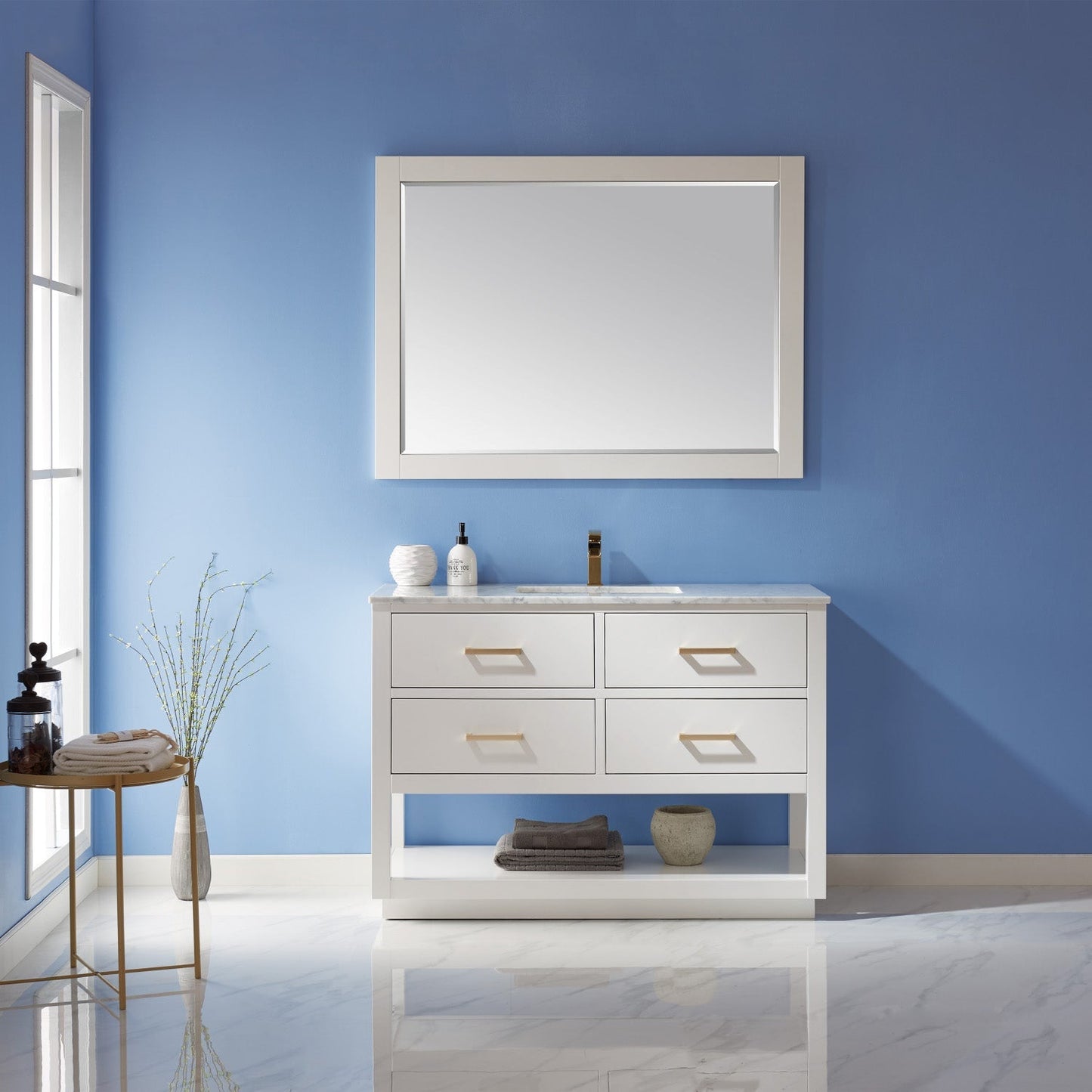 Altair Designs 48" single vanity with top - 532048-WH-CA-NM