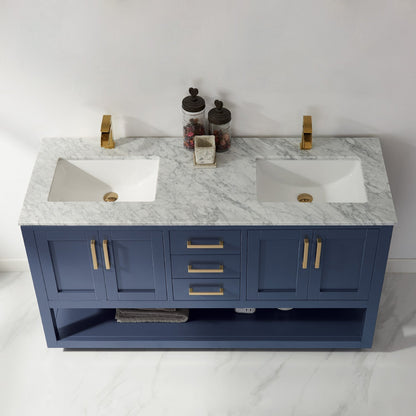 Altair Designs 60" double vanity with top - 532060-WH-CA-NM