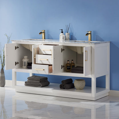 Altair Designs 60" double vanity with top - 532060-WH-CA-NM