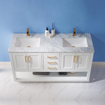Altair Designs 60" double vanity with top - 532060-WH-CA-NM