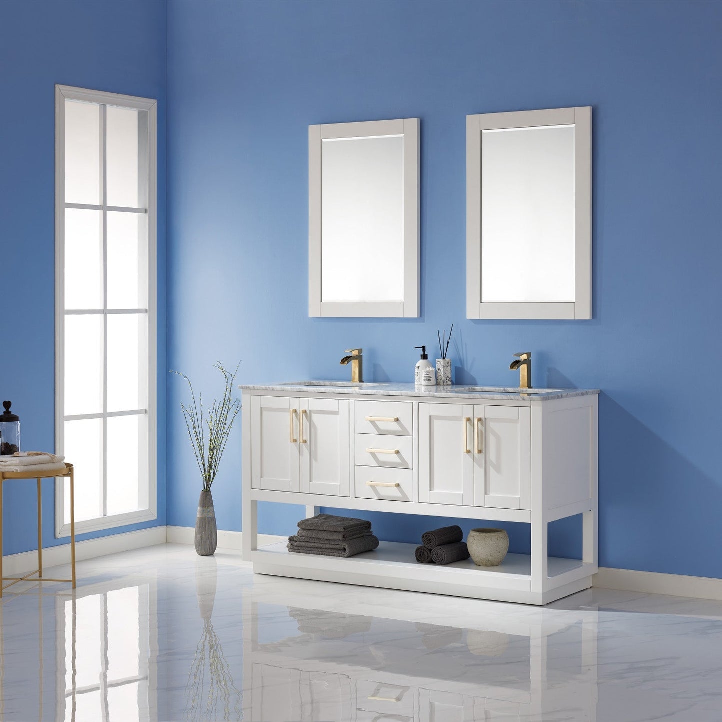 Altair Designs 60" double vanity with top - 532060-WH-CA-NM