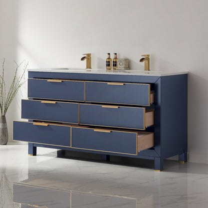 Altair Designs 60" double vanity with top - 533060-RB-AW-NM