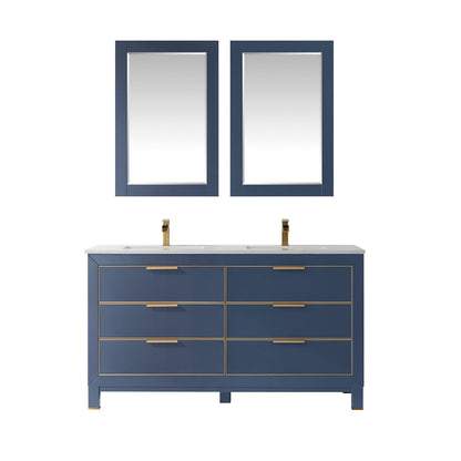 Altair Designs 60" double vanity with top - 533060-RB-AW-NM