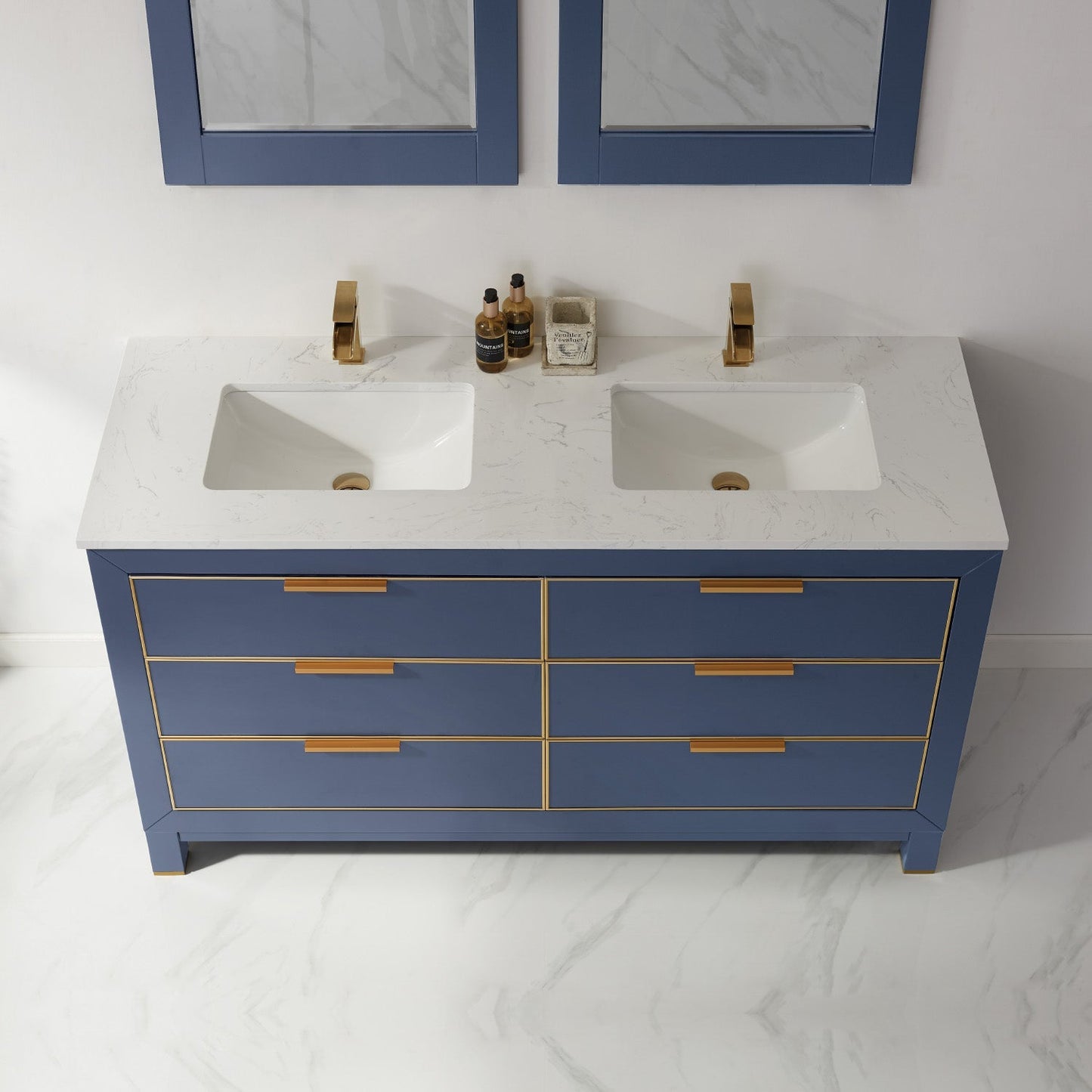 Altair Designs 60" double vanity with top - 533060-RB-AW-NM