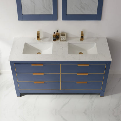 Altair Designs 60" double vanity with top - 533060-RB-AW-NM