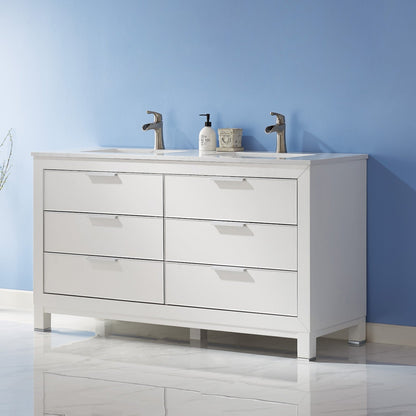 Altair Designs 60" double vanity with top - 533060-RB-AW-NM