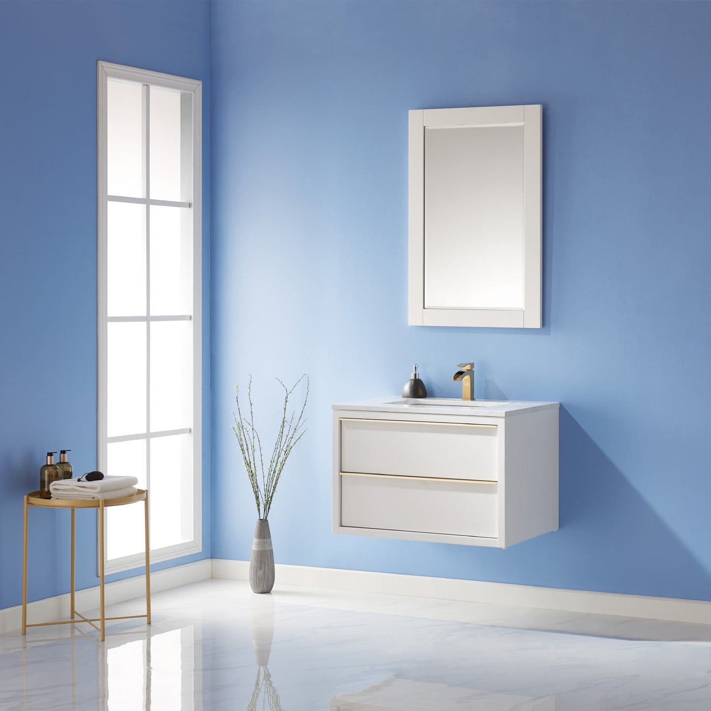 Altair Designs 30" single vanity with top - 534030-WH-AW-NM