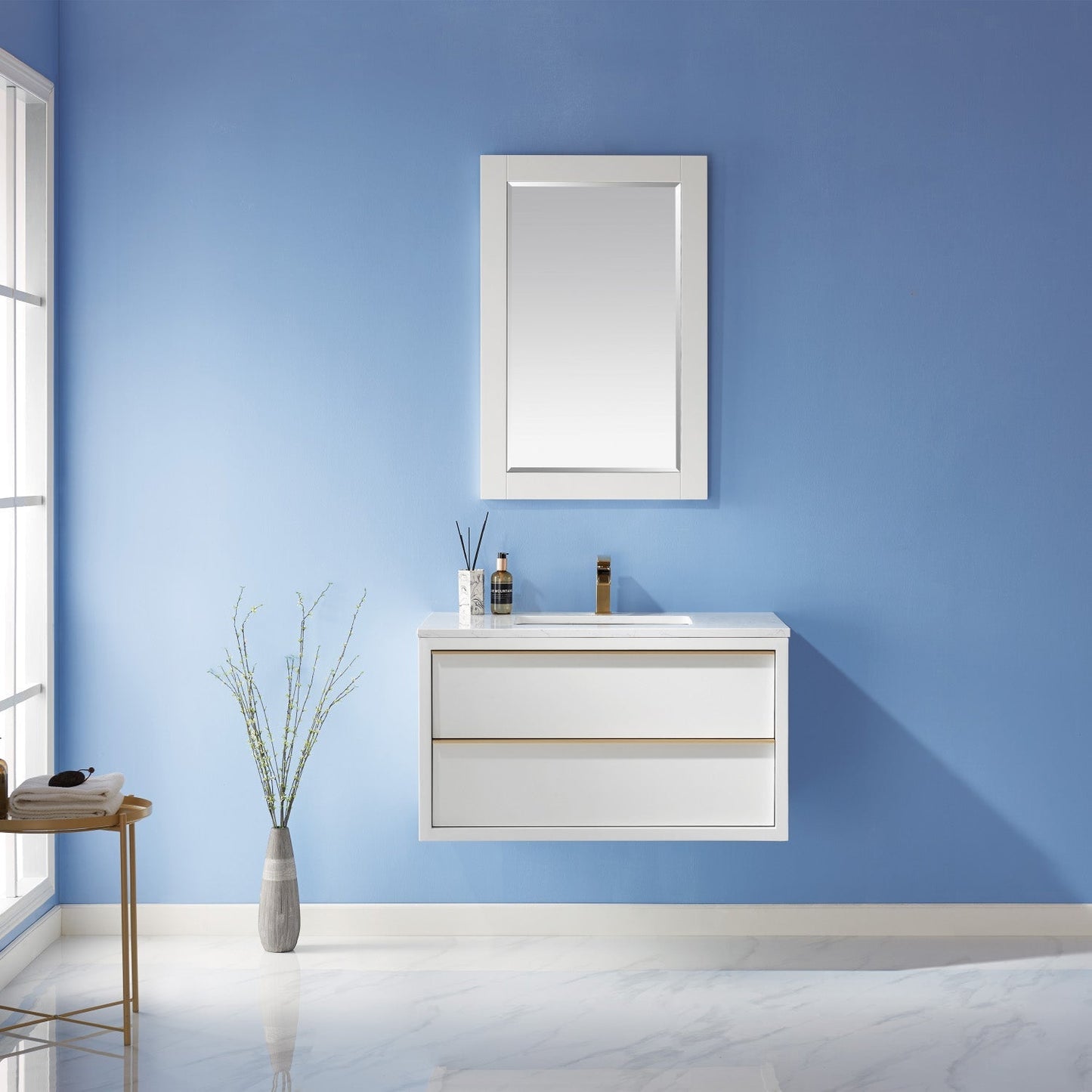 Altair Designs 36" single vanity with top - 534036-WH-AW-NM