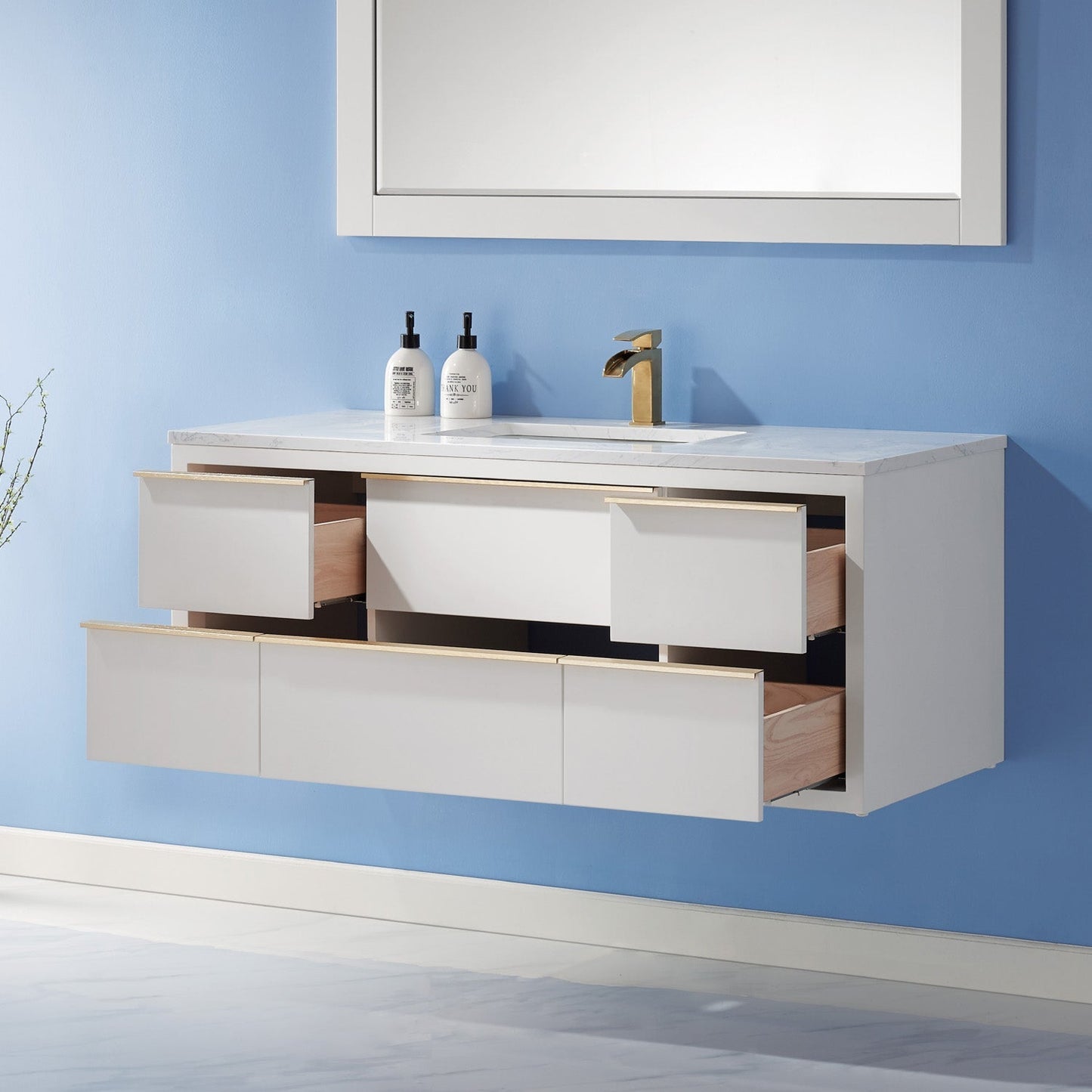 Altair Designs 48" single vanity with top - 534048-WH-AW-NM