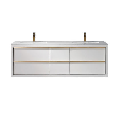Altair Designs 60" double vanity with top - 534060-WH-AW-NM
