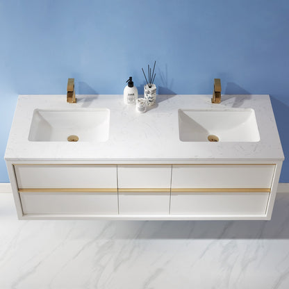 Altair Designs 60" double vanity with top - 534060-WH-AW-NM