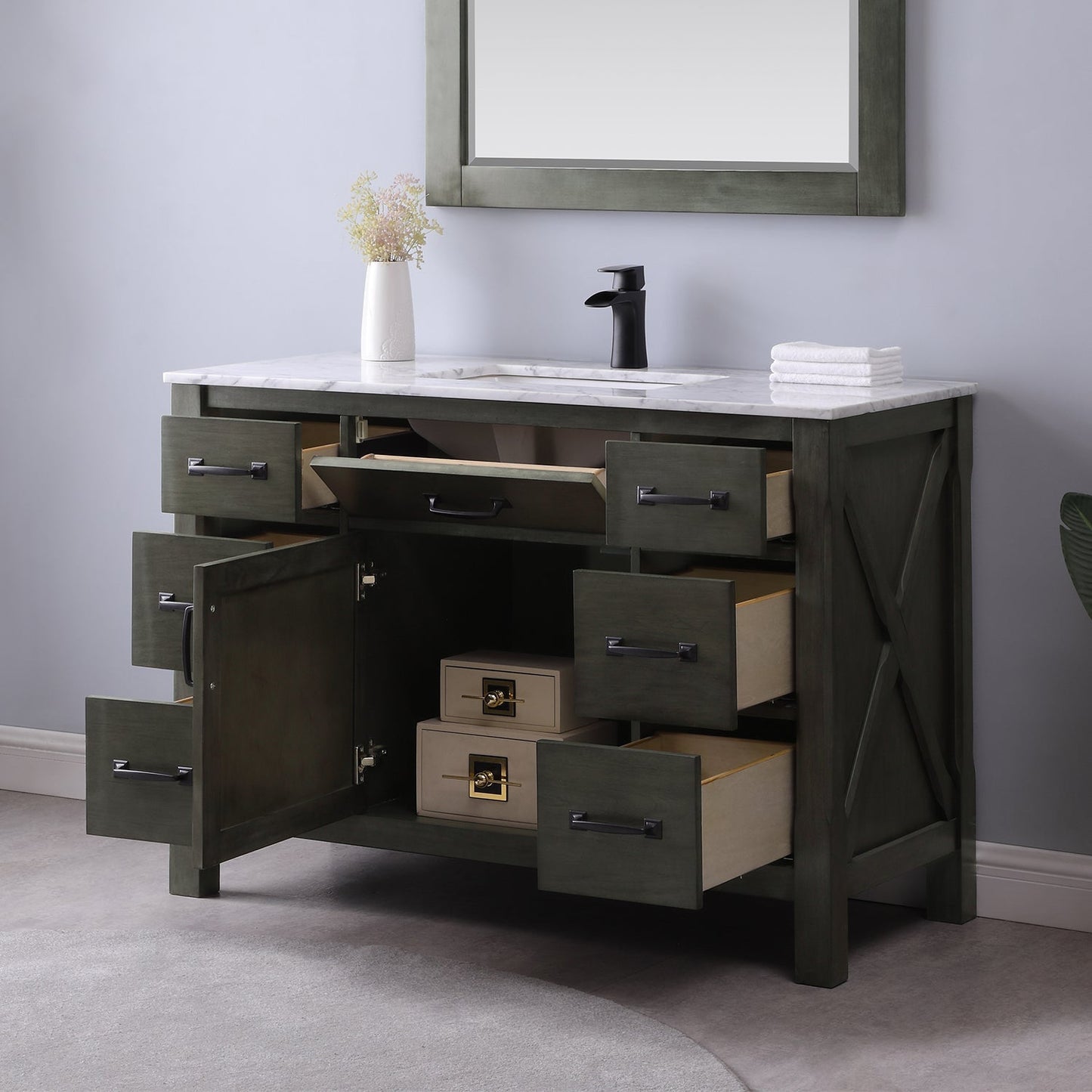 Altair Designs 48" single vanity with top - 535048-WH-CA