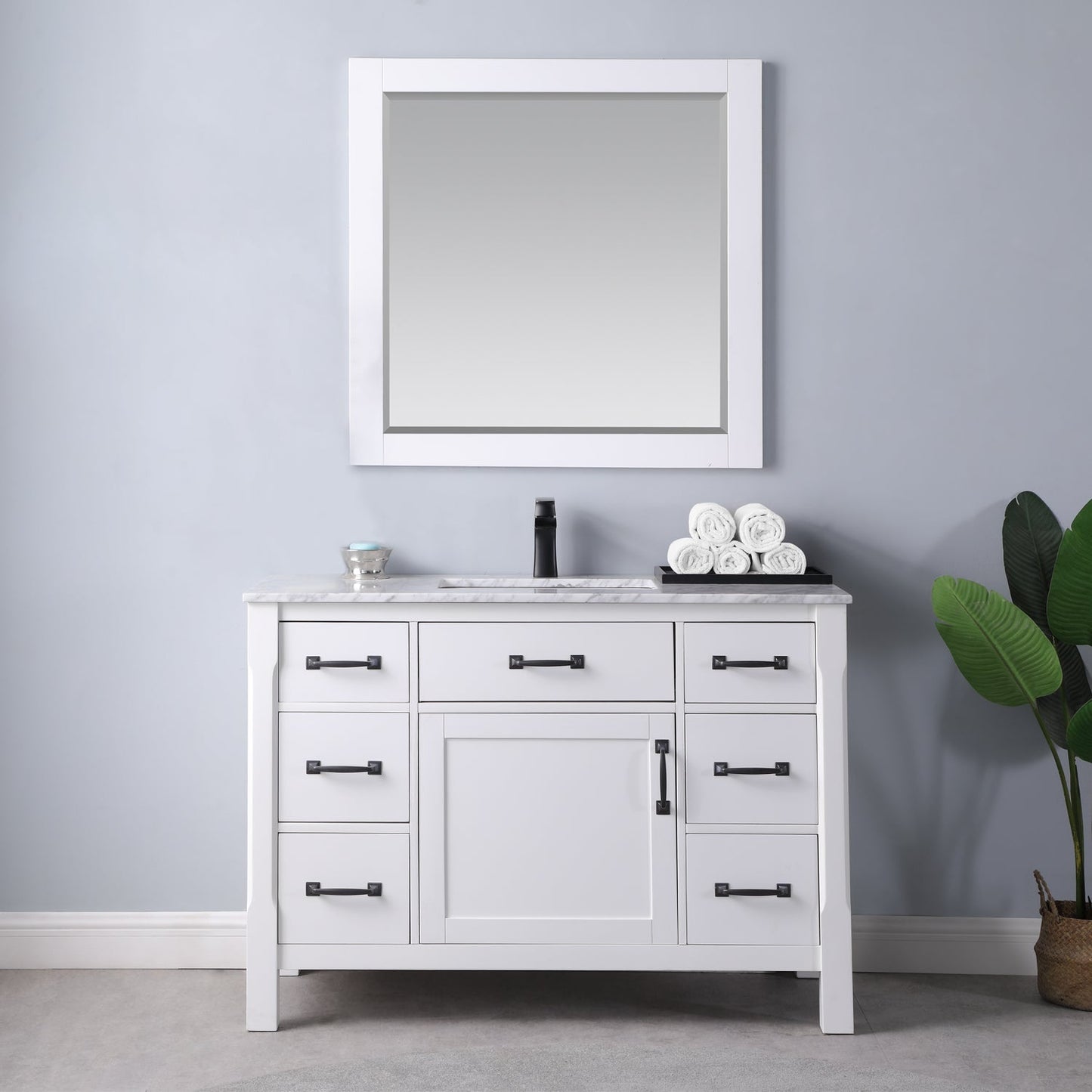 Altair Designs 48" single vanity with top - 535048-WH-CA