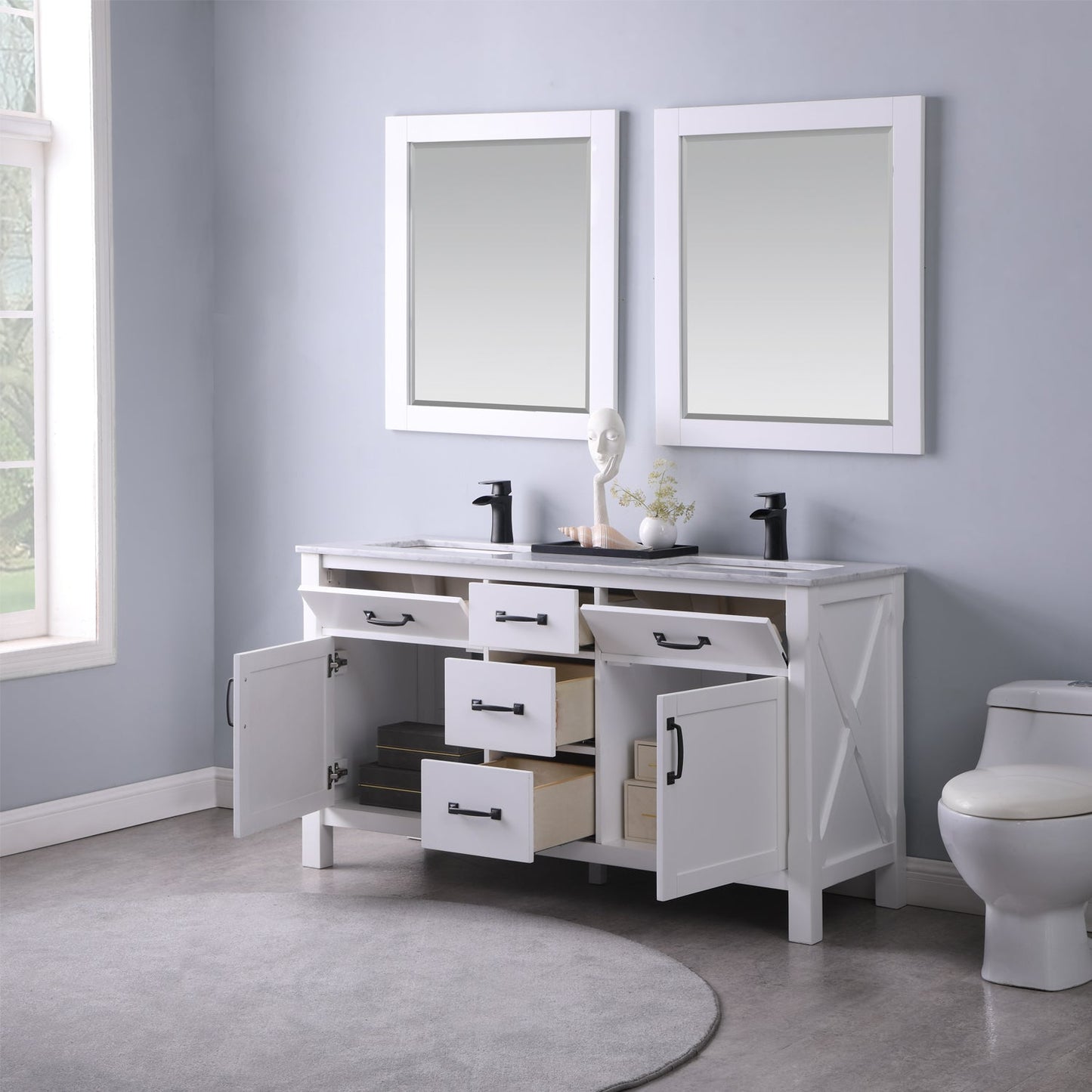 Altair Designs 60" double vanity with top - 535060-WH-CA