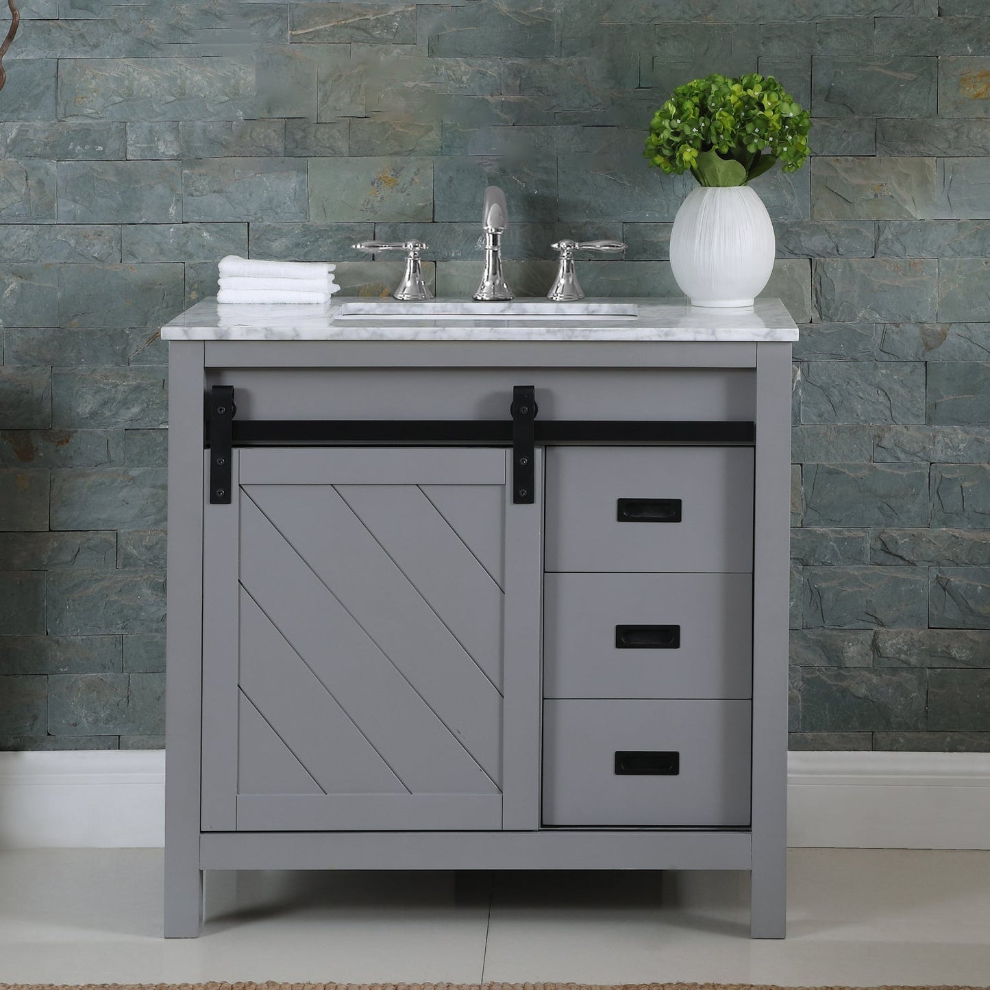 Altair Designs 36" single vanity with top - 536036-WH-CA-NM