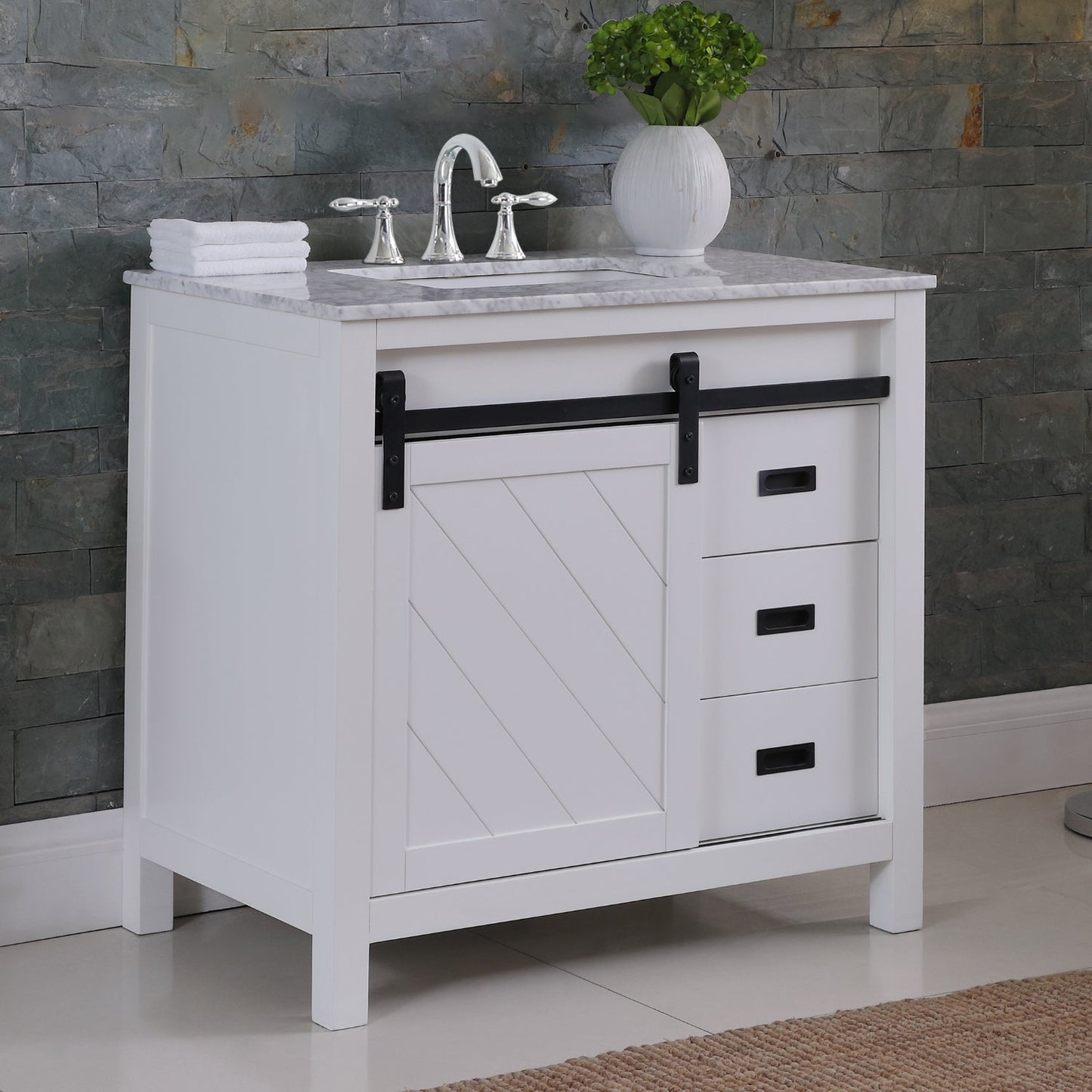 Altair Designs 36" single vanity with top - 536036-WH-CA-NM