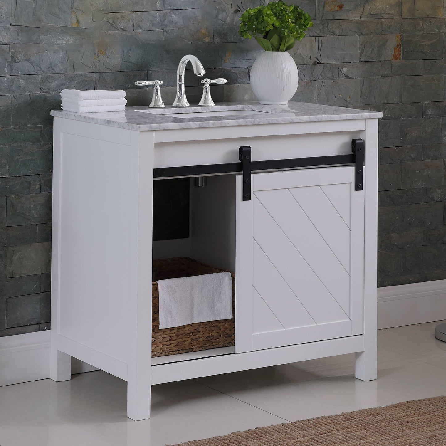 Altair Designs 36" single vanity with top - 536036-WH-CA-NM