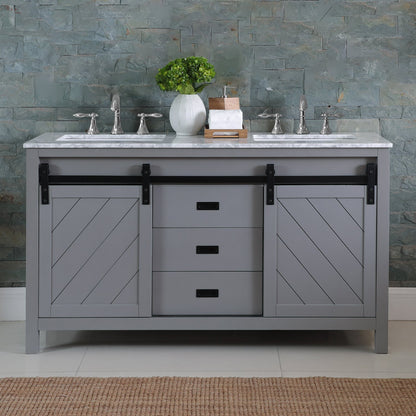 Altair Designs Kinsley 60" double vanity with top - 536060-WH-CA-NM