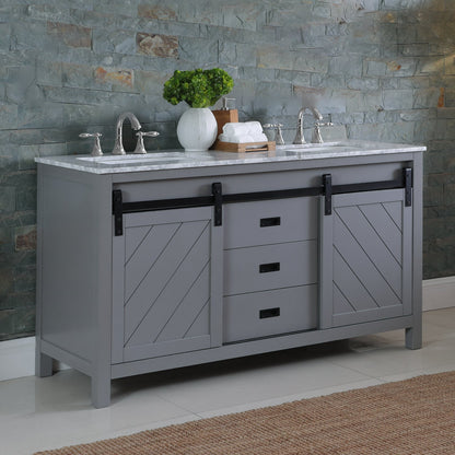 Altair Designs Kinsley 60" double vanity with top - 536060-WH-CA-NM