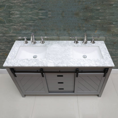 Altair Designs Kinsley 60" double vanity with top - 536060-WH-CA-NM