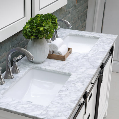 Altair Designs Kinsley 60" double vanity with top - 536060-WH-CA-NM
