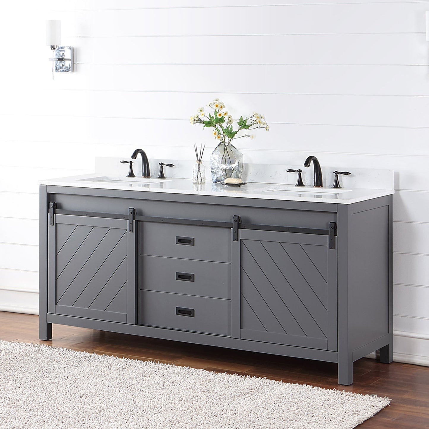 Altair Designs Kinsley 72" double vanity with top - 536072-WH-AW-NM