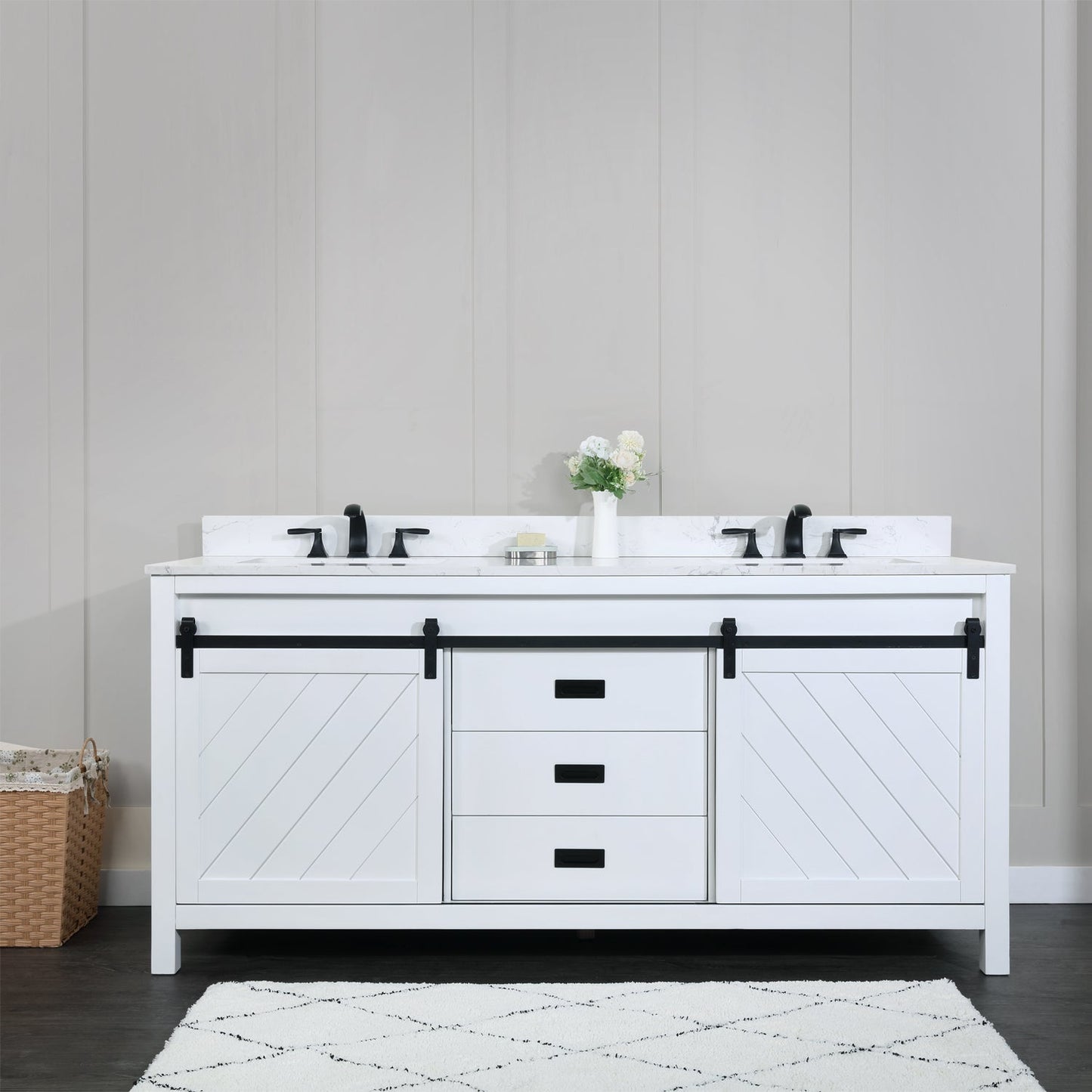 Altair Designs Kinsley 72" double vanity with top - 536072-WH-AW-NM