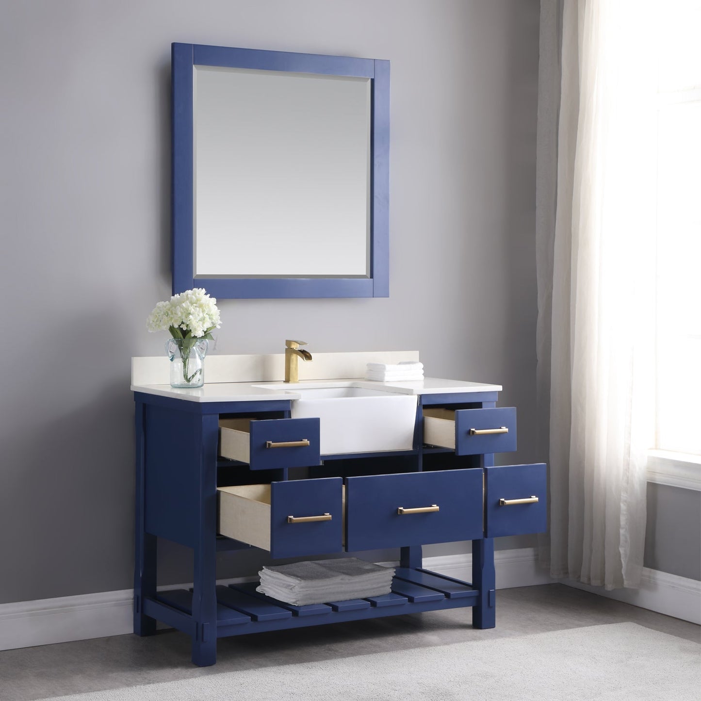 Altair Designs 48" single vanity with top - 537048-WH-AW-NM