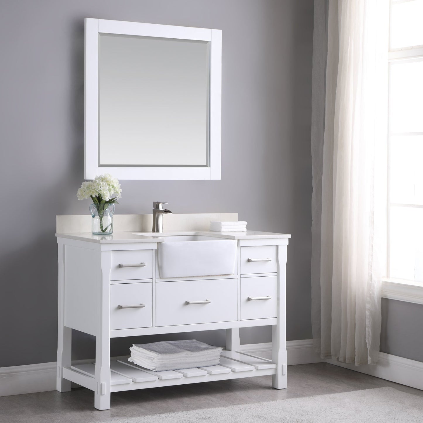 Altair Designs 48" single vanity with top - 537048-WH-AW-NM
