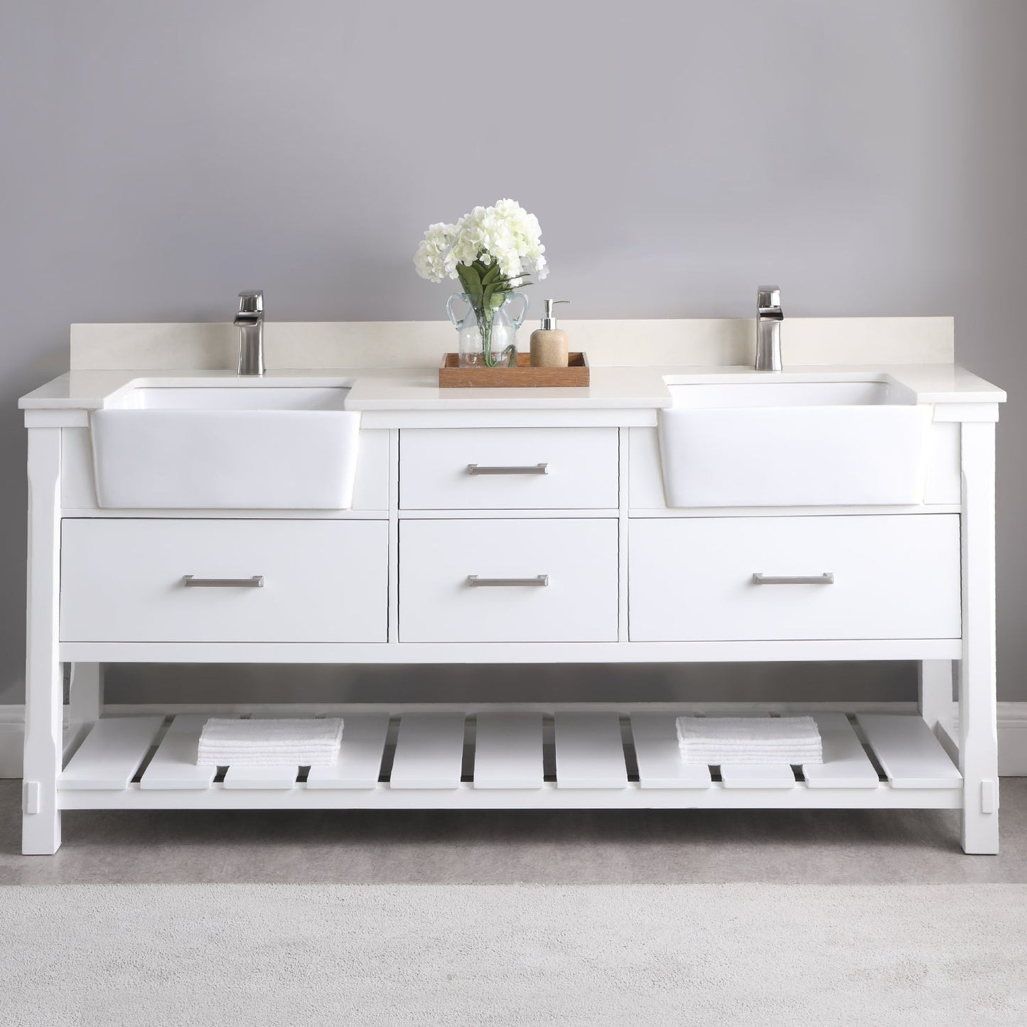Altair Designs 72" double vanity with top - 537072-WH-AW-NM