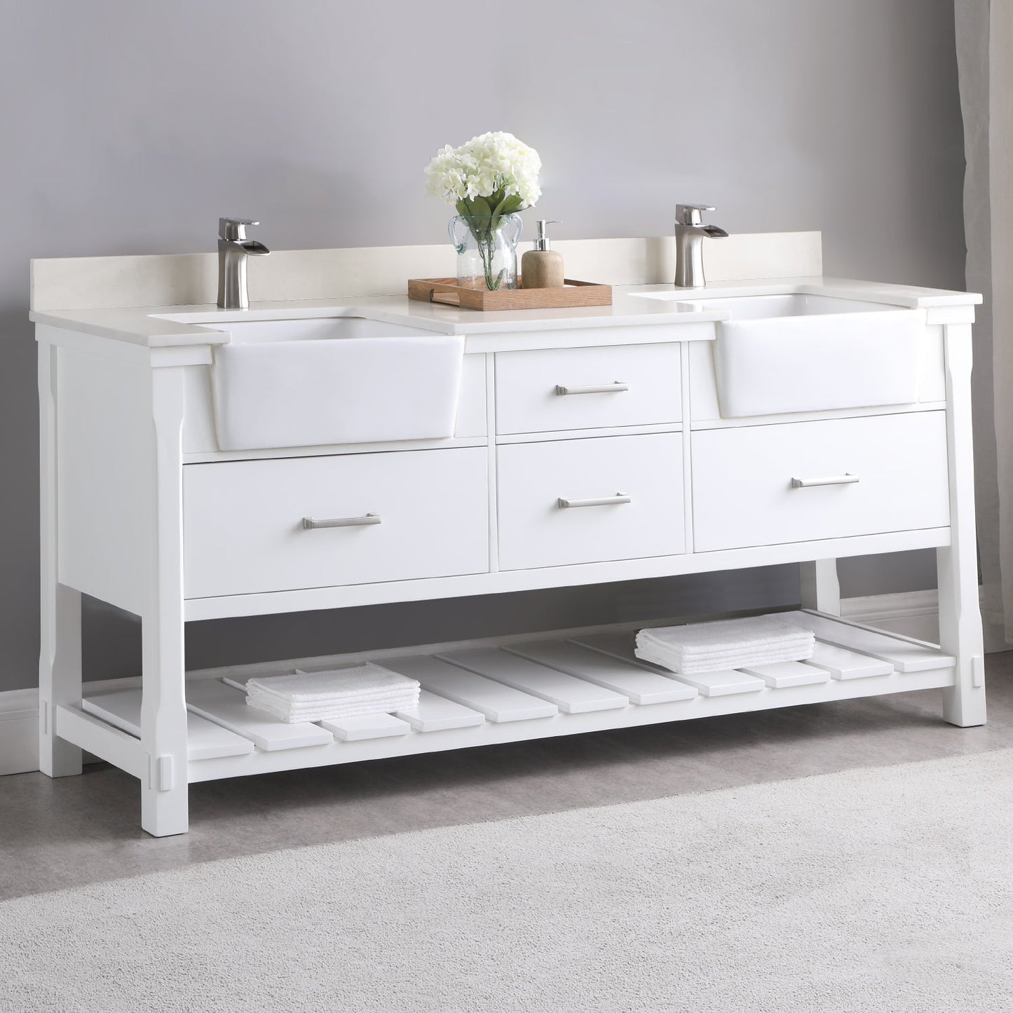 Altair Designs 72" double vanity with top - 537072-WH-AW-NM